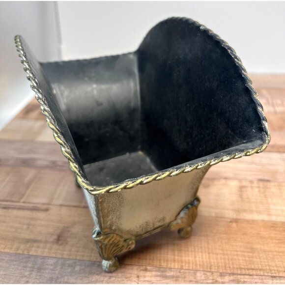 Galvanize/Metal Footed Fan Flare Top Planter/Vase With Hand Painted Pink Roses & - Picture 5 of 5